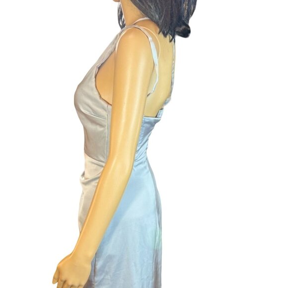 Azazie Silver Sheath One Shoulder Satin Formal Dress Size A0 - Picture 13 of 15